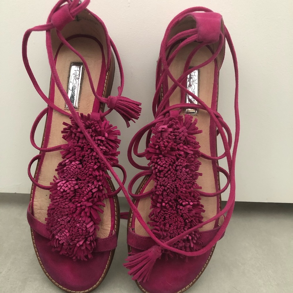 Halogen Tie Up Fringe Sandals